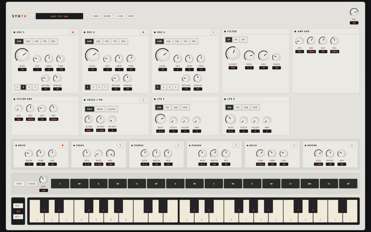 Synth browser synthesizer screenshot